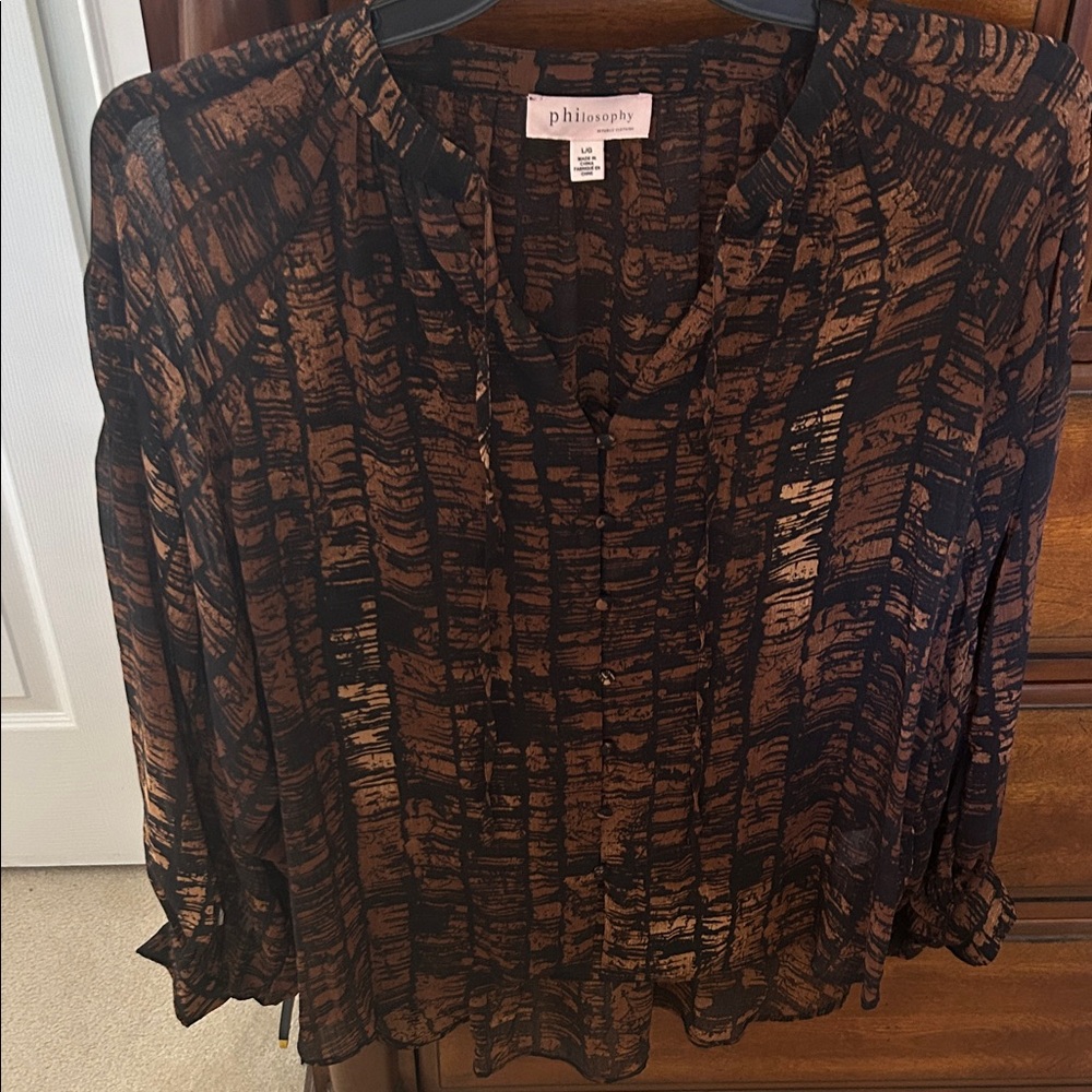 Philosophy Women's Black and Tan Blouse